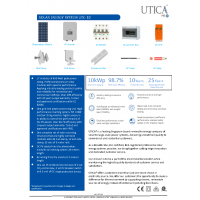 10kWp/ 60m² Roof Surface Area Required For UTICA® UTC-10 Solar Energy System. Grid-Tied Connection 10kWp Photovoltaic Modules.